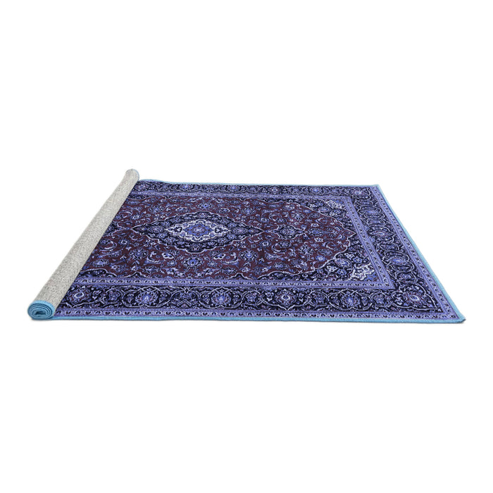 Sideview of Machine Washable Medallion Blue Traditional Rug, wshtr3325blu