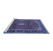 Sideview of Machine Washable Medallion Blue Traditional Rug, wshtr3325blu