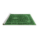 Sideview of Machine Washable Medallion Emerald Green Traditional Area Rugs, wshtr3325emgrn