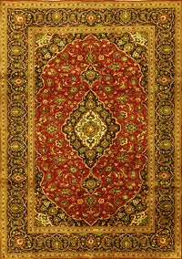 Medallion Yellow Traditional Rug, tr3325yw