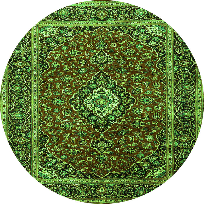Machine Washable Medallion Green Traditional Area Rugs, wshtr3325grn