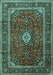 Machine Washable Medallion Turquoise Traditional Area Rugs, wshtr3325turq