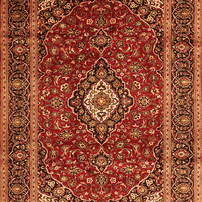 Serging Thickness of Machine Washable Medallion Orange Traditional Area Rugs, wshtr3325org