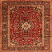 Serging Thickness of Medallion Orange Traditional Rug, tr3325org