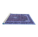 Sideview of Machine Washable Medallion Blue Traditional Rug, wshtr3326blu