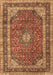 Machine Washable Medallion Brown Traditional Rug, wshtr3326brn