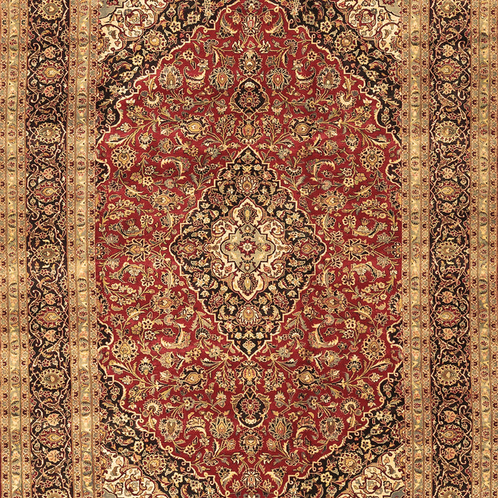 Machine Washable Medallion Brown Traditional Rug, wshtr3326brn