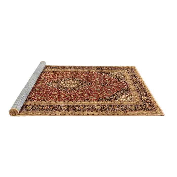 Sideview of Machine Washable Medallion Brown Traditional Rug, wshtr3326brn