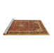 Sideview of Machine Washable Medallion Brown Traditional Rug, wshtr3326brn