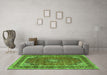 Machine Washable Medallion Green Traditional Area Rugs in a Living Room,, wshtr3326grn