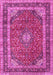 Machine Washable Medallion Pink Traditional Rug, wshtr3326pnk