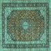 Square Medallion Turquoise Traditional Rug, tr3326turq