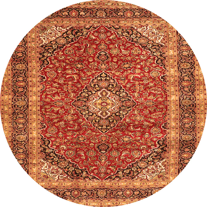 Machine Washable Medallion Orange Traditional Area Rugs, wshtr3326org