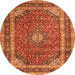 Machine Washable Medallion Orange Traditional Area Rugs, wshtr3326org