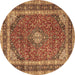 Round Medallion Brown Traditional Rug, tr3326brn