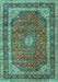 Machine Washable Medallion Turquoise Traditional Area Rugs, wshtr3326turq