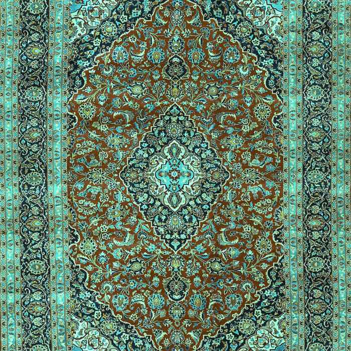 Machine Washable Medallion Turquoise Traditional Area Rugs, wshtr3326turq