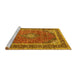 Sideview of Machine Washable Medallion Yellow Traditional Rug, wshtr3326yw