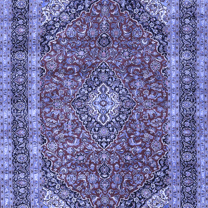 Machine Washable Medallion Blue Traditional Rug, wshtr3326blu