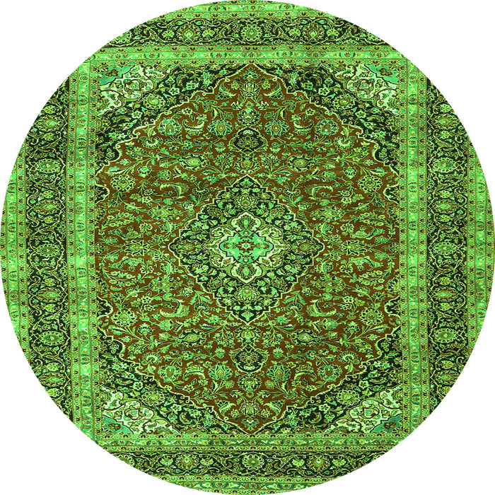 Square Medallion Green Traditional Rug, tr3326grn