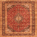 Serging Thickness of Medallion Orange Traditional Rug, tr3326org