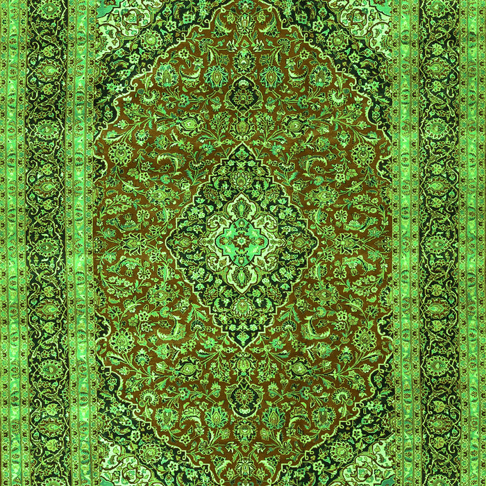 Serging Thickness of Machine Washable Medallion Green Traditional Area Rugs, wshtr3326grn