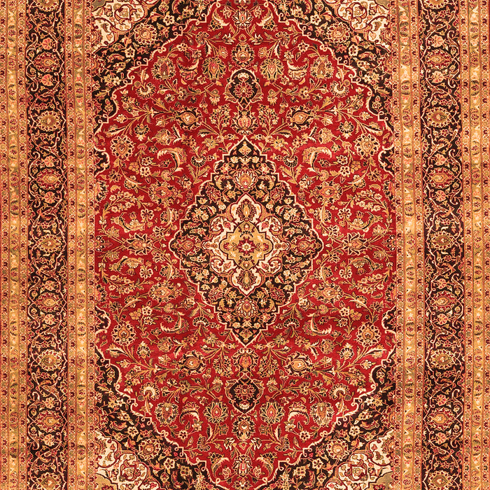 Serging Thickness of Machine Washable Medallion Orange Traditional Area Rugs, wshtr3326org