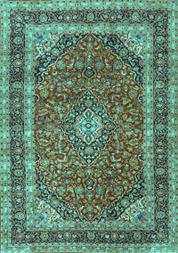 Medallion Turquoise Traditional Rug, tr3326turq