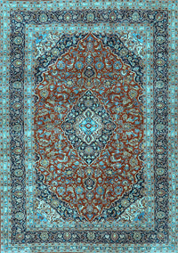 Medallion Light Blue Traditional Rug, tr3326lblu