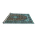 Sideview of Machine Washable Medallion Light Blue Traditional Rug, wshtr3326lblu