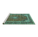 Sideview of Machine Washable Medallion Turquoise Traditional Area Rugs, wshtr3326turq