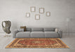 Machine Washable Medallion Brown Traditional Rug in a Living Room,, wshtr3326brn