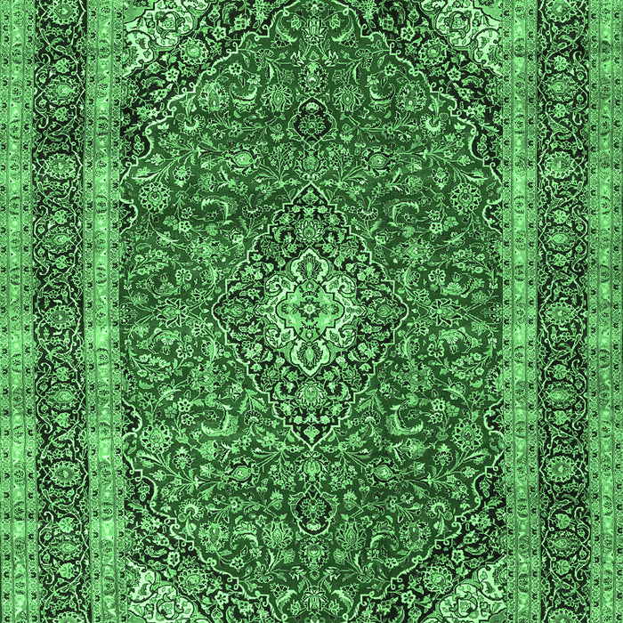Machine Washable Medallion Emerald Green Traditional Area Rugs, wshtr3326emgrn