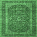 Square Medallion Emerald Green Traditional Rug, tr3327emgrn