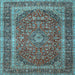 Square Medallion Light Blue Traditional Rug, tr3327lblu