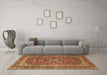 Machine Washable Medallion Brown Traditional Rug in a Living Room,, wshtr3327brn