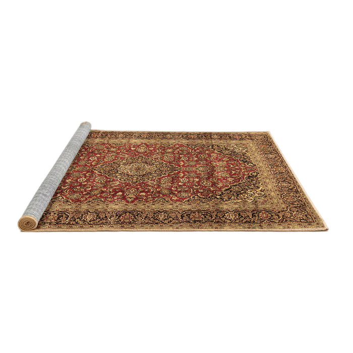 Sideview of Machine Washable Medallion Brown Traditional Rug, wshtr3327brn