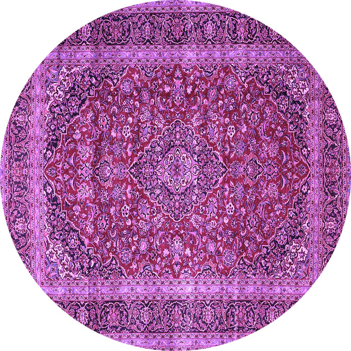 Round Medallion Purple Traditional Rug, tr3327pur