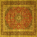 Square Medallion Yellow Traditional Rug, tr3327yw