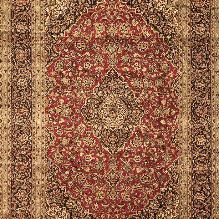 Machine Washable Medallion Brown Traditional Rug, wshtr3327brn