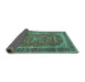 Sideview of Medallion Turquoise Traditional Rug, tr3327turq