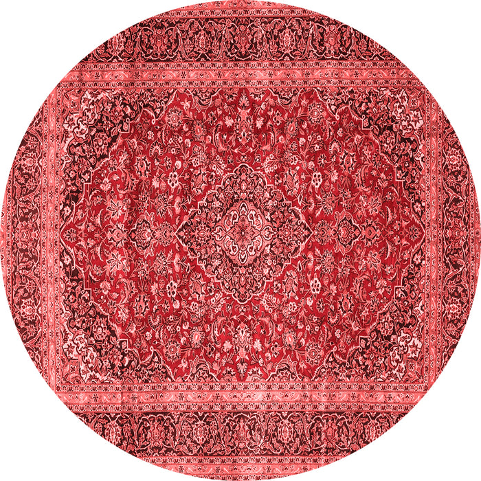 Machine Washable Medallion Red Traditional Rug, wshtr3327red