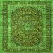 Round Machine Washable Medallion Green Traditional Area Rugs, wshtr3327grn