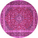 Round Medallion Pink Traditional Rug, tr3327pnk