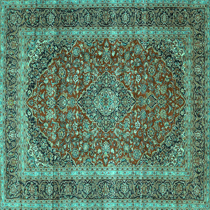 Square Medallion Turquoise Traditional Rug, tr3327turq