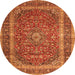 Machine Washable Medallion Orange Traditional Area Rugs, wshtr3327org