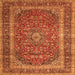 Serging Thickness of Medallion Orange Traditional Rug, tr3327org