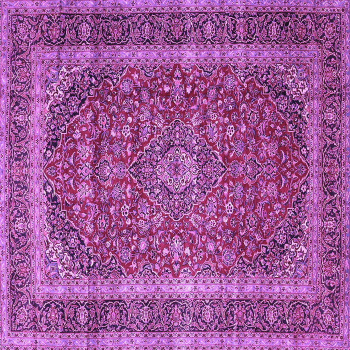 Square Machine Washable Medallion Purple Traditional Area Rugs, wshtr3327pur