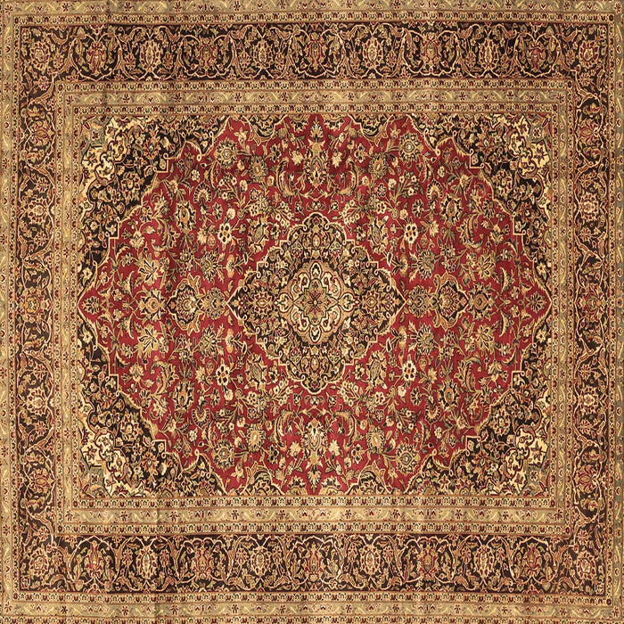 Square Machine Washable Medallion Brown Traditional Rug, wshtr3327brn