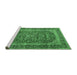 Sideview of Machine Washable Medallion Emerald Green Traditional Area Rugs, wshtr3327emgrn